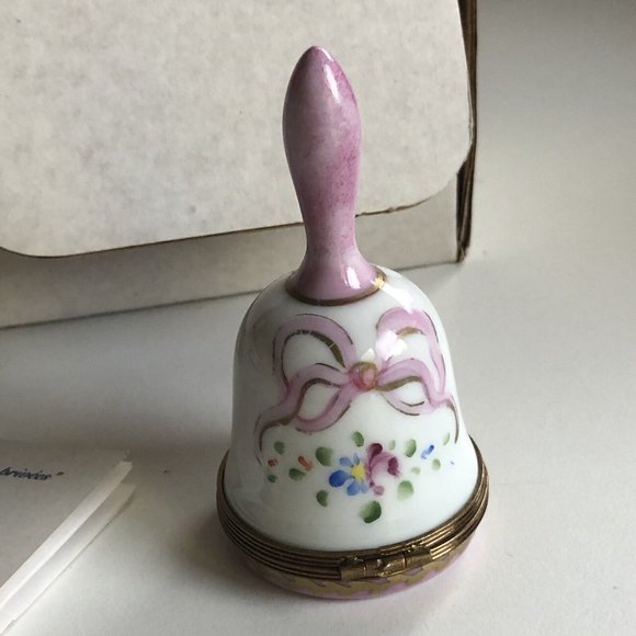 LIMITED ED. 046/999 Limoges Serge Dumont France Peint Main Floral Bell Trinket - Picture 6 of 6
